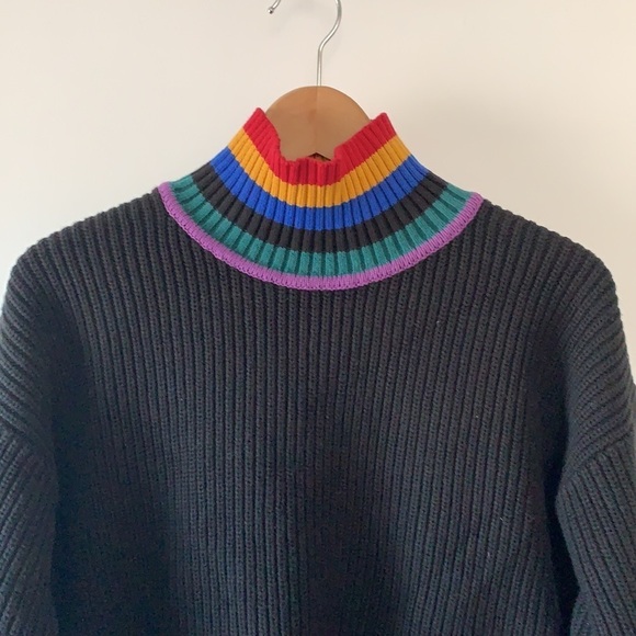 Dangerfield Rib Knit Black Turtleneck Sweater 6 - Picture 2 of 7